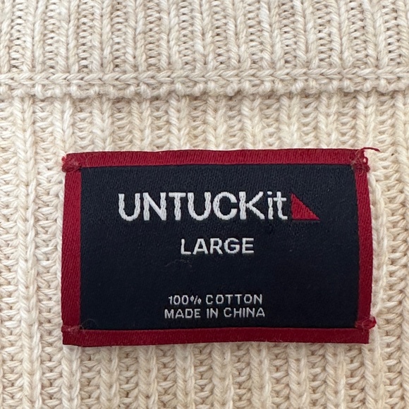 UNTUCKit Seaver Knit Sweater Men’s Pullover Oatmeal Beige Size Large Cotton - Picture 6 of 6